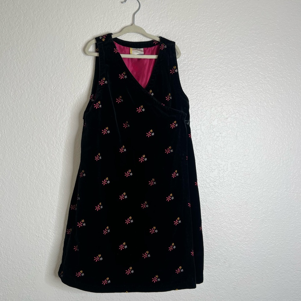 Hanna Anderson Velvet Floral Wrap Dress Size 130 14-16
